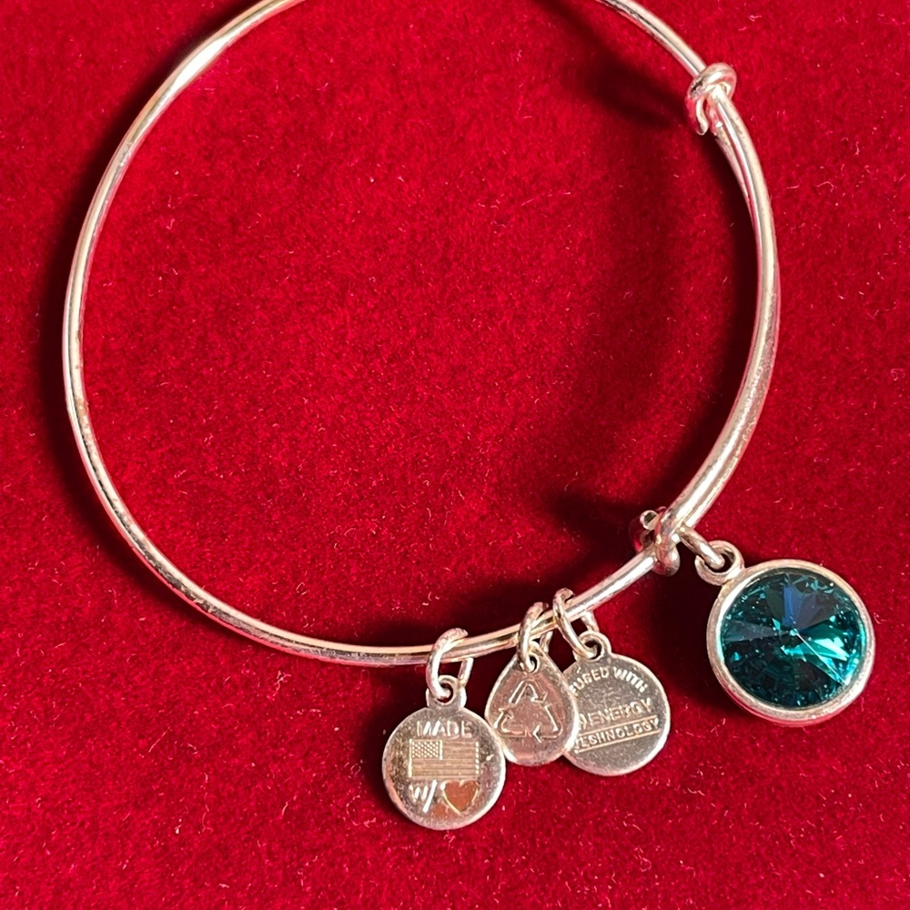 Alex and Ani Silver Bracelet with December birth stone Charm